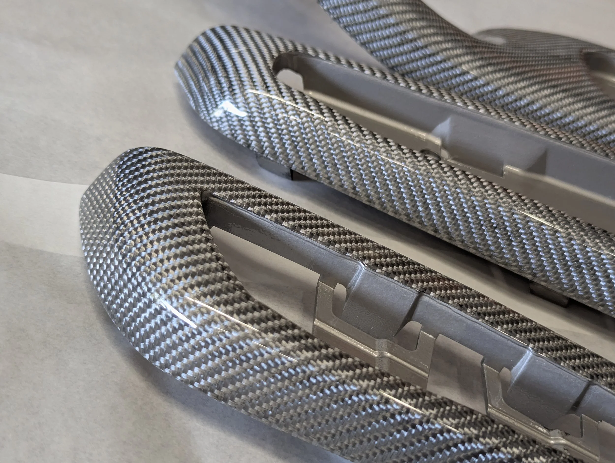 Custom skinned silver carbon fiber BMW interior trim
