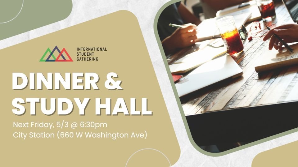 Dinner &amp; Study Hall this Friday (5/3) at 6:30pm at City Station (660 Washington Ave.) 🤓 We'll have board games if you need a study break or just want to hangout too! Good luck with finals everyone!!

#studyhall #dinner #boardgames #isg_madison #