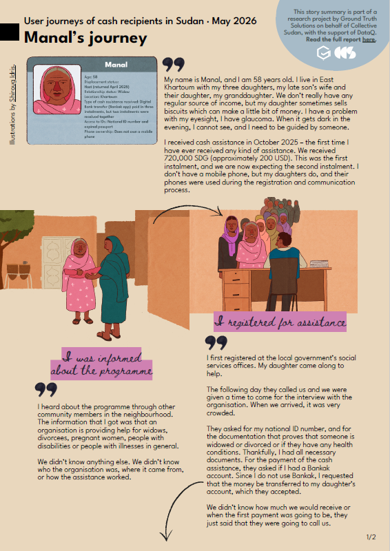 Manal’s journey: User journeys of cash recipients in Sudan – Summary