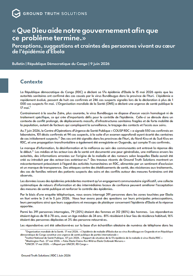 « Que Dieu aide notre gouvernement afin que ce problème termine.» Perceptions, suggestions et craintes des personnes vivant au coeur de l’épidémie d’Ebola