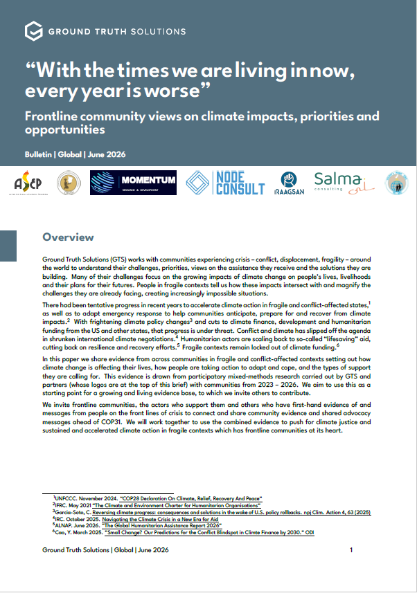 “With the times we are living in now, every year is worse” Frontline community views on climate impacts, priorities and opportunities