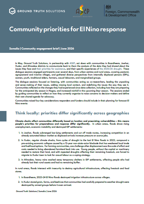 Community priorities for El Nino response