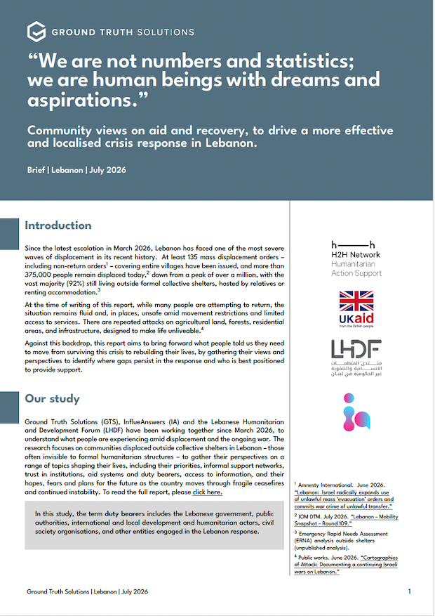 Brief: Community views on aid and recovery, to drive a more effective and localised crisis response in Lebanon
