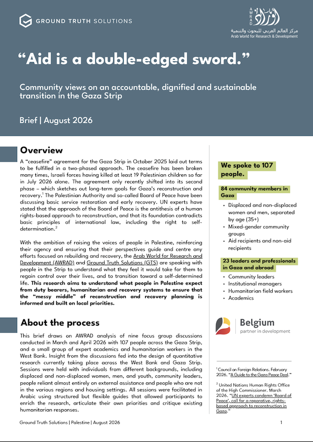 “Aid is a double-edged sword.” Community views on an accountable, dignified and sustainable transition in the Gaza Strip&nbsp;