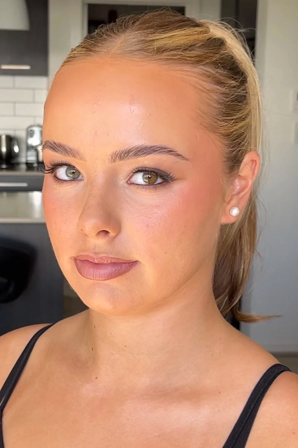 year 12 formal makeup look soft glam with smokey wing and blush cheeks 