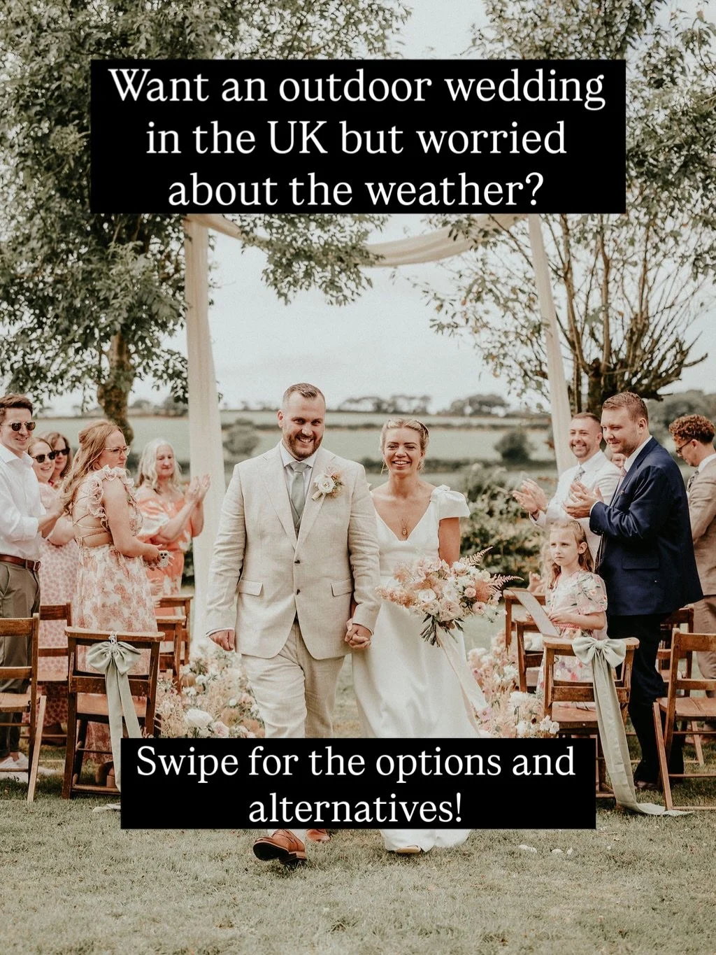 Want an outdoor wedding in the UK but worried about the weather?

We can be super flexible here - we have seven licensed outdoor wedding spots for a licensed wedding ceremony but can happily change plans at the last minute to an indoor licensed cerem