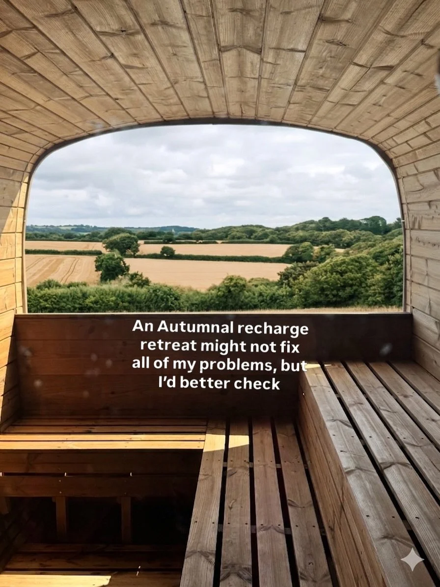 Booking now - our Autumn Recharge Retreat in the Cornish Countryside.

- 3 nights luxury cottage accommodation

- Yoga classes to wake up, unwind and rebalance from @yoga.ro

- Restorative sauna rituals to begin and end the day with botanical steam i
