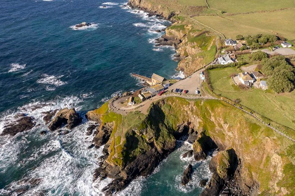 Clif formations and car park at Lizard Point, Cornwall