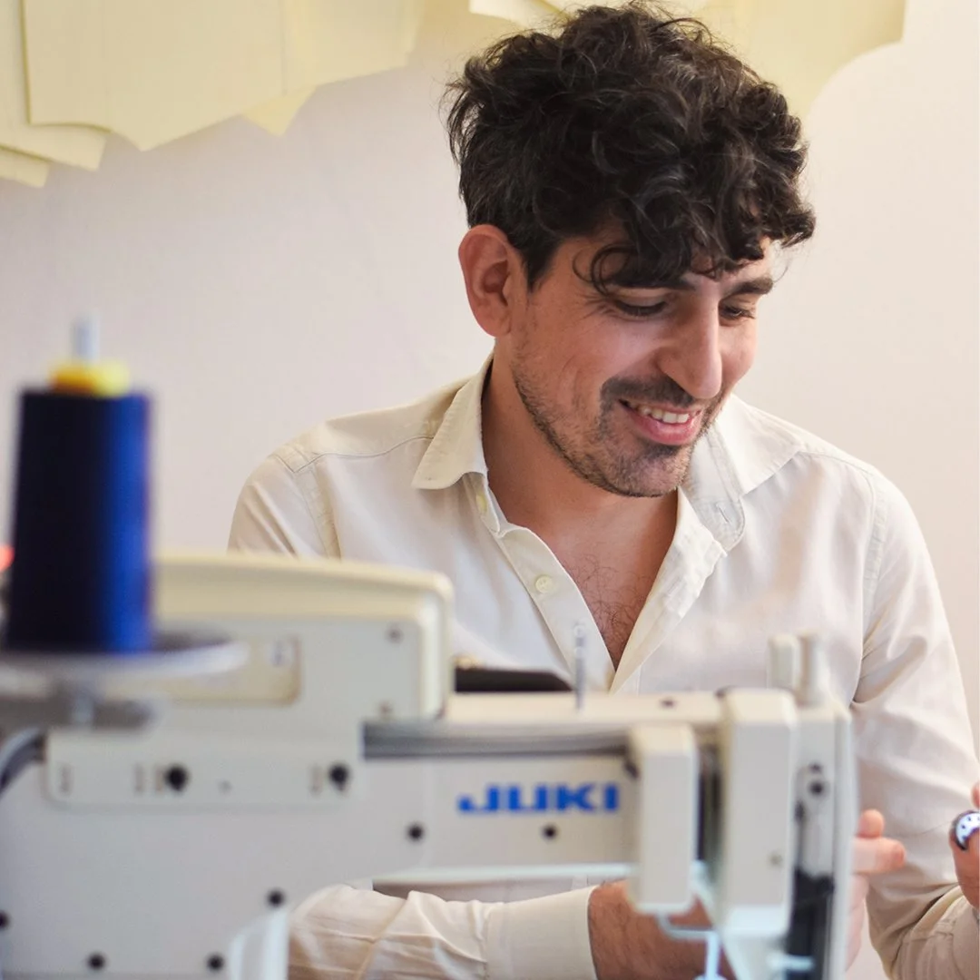 Italian fashion designer Daniele Orlandi inside his atelier