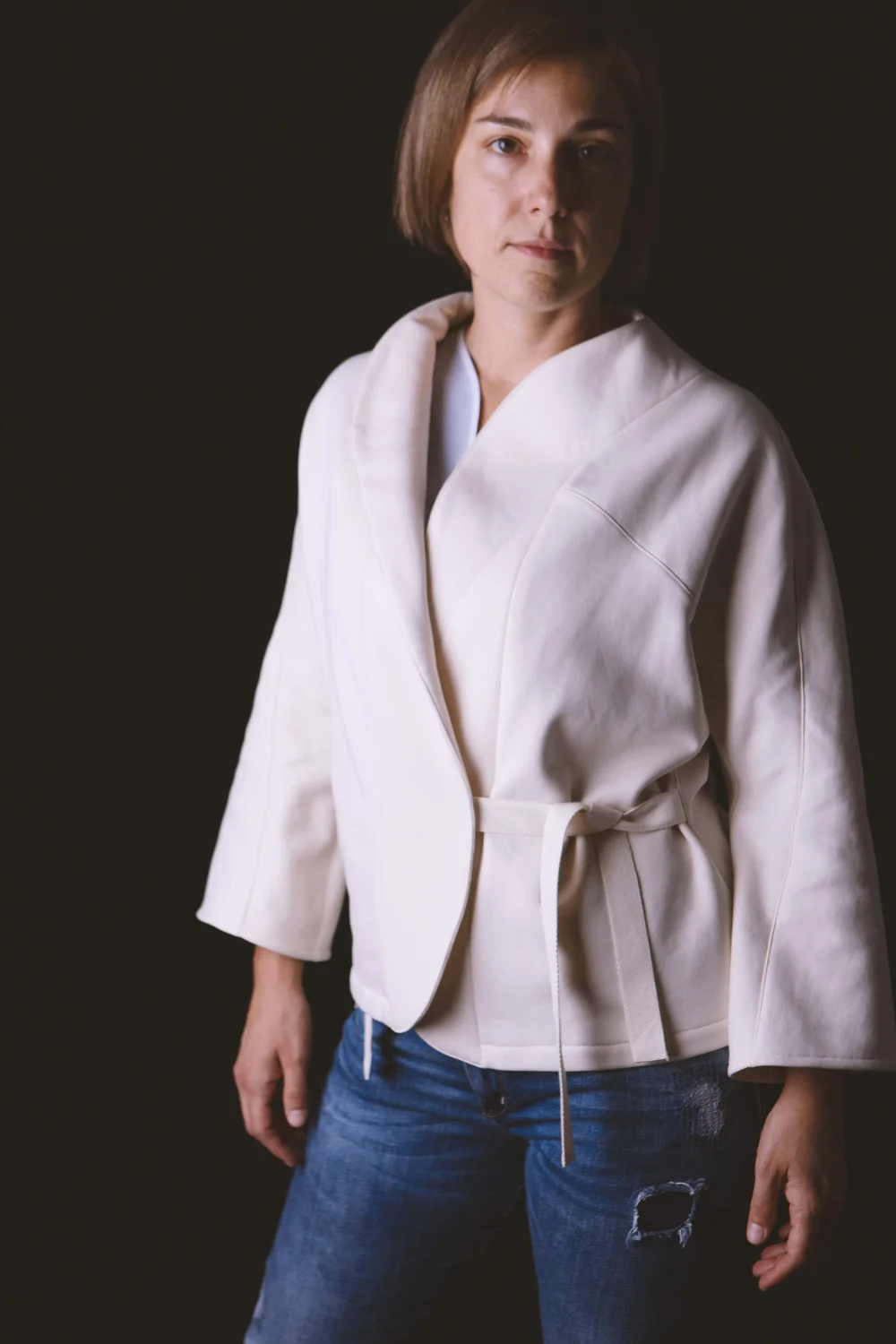 Ivory Women's Fleece Wrap Jacket Organic Cotton