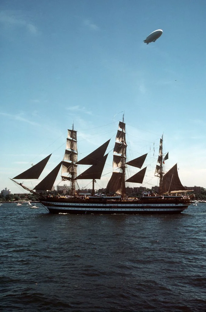 The beautiful training ship "Amerigo Vespucci" considered one of the most beautiful ship in the world