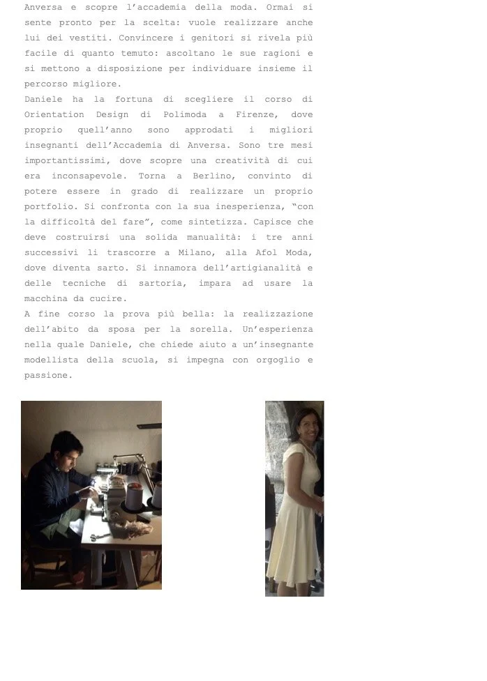 Daniele Orlandi, the first student interviewed for Out of Fashion (Connecting Cultures & Fondazione Ferré), on his path from medicine to fashion design. p3