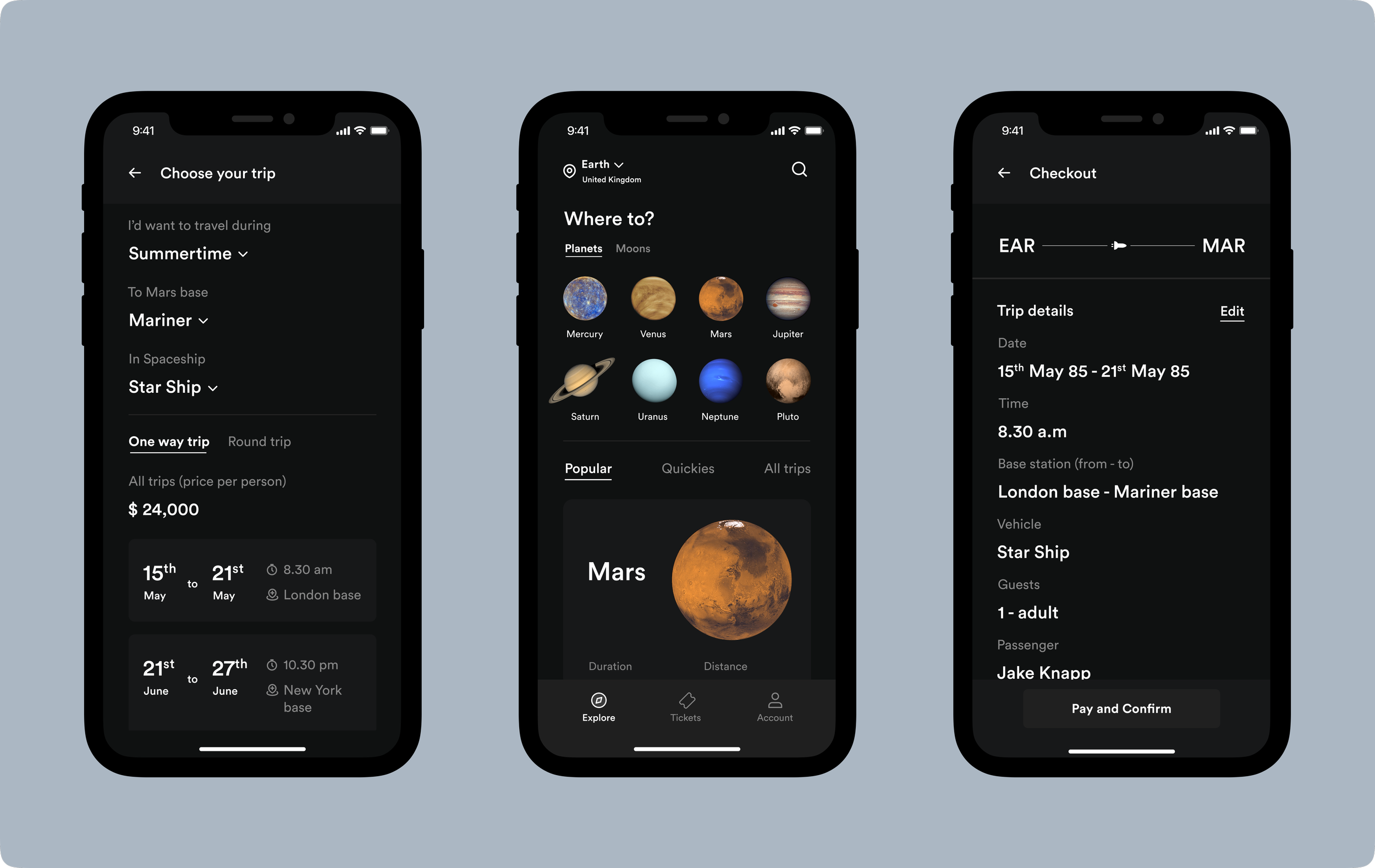 Interplanetary travel mockups