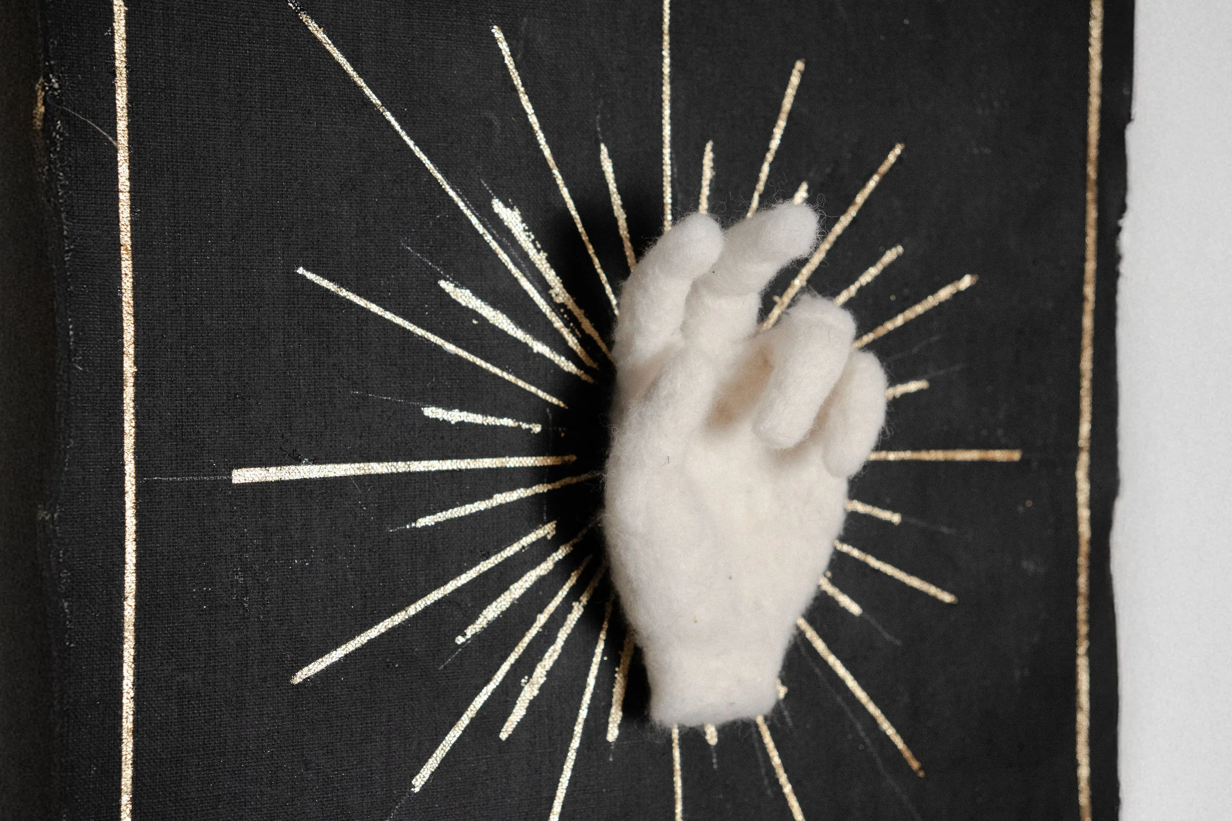 feldted hand on the procession banner "Benediction1 " by Maison Douce