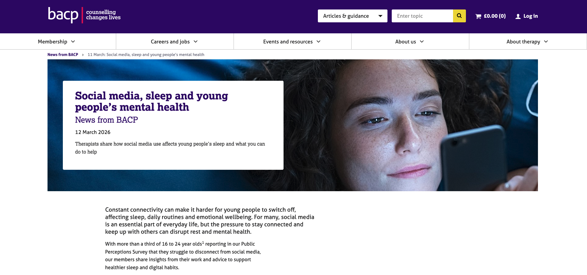Social media and young people’s mental health: Simon features in BACP article