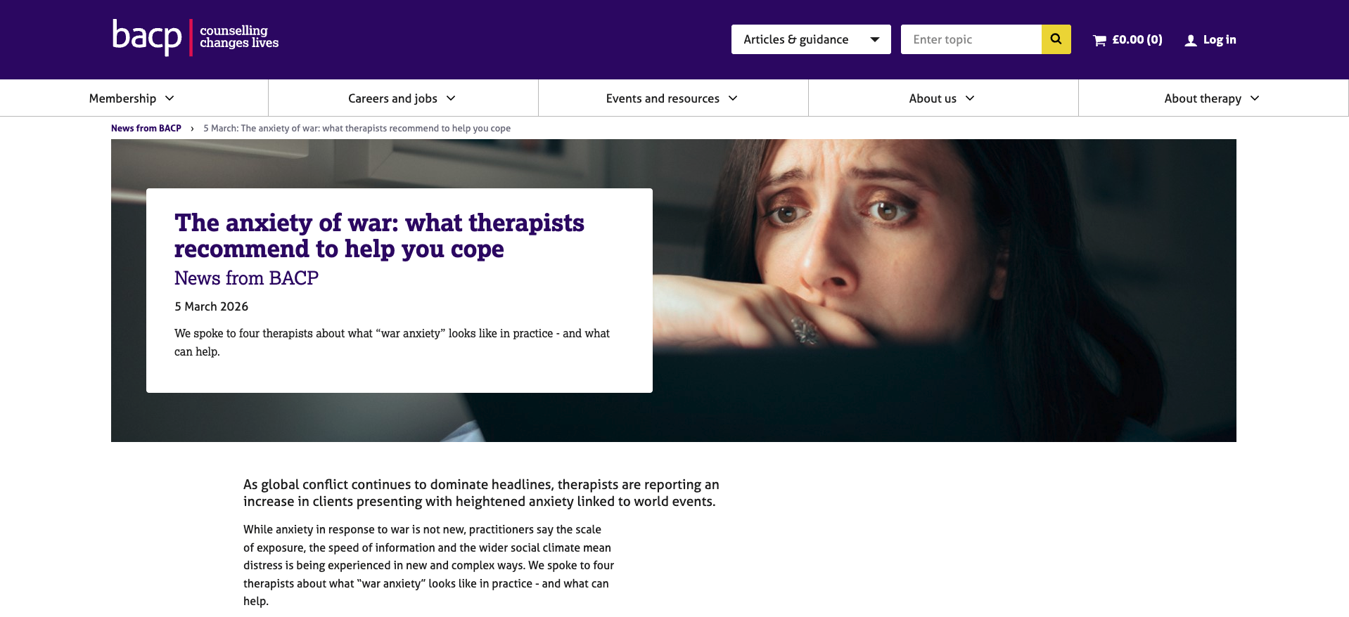 Supporting Clients Through Uncertain Times: Simon Featured in BACP Article on War Anxiety