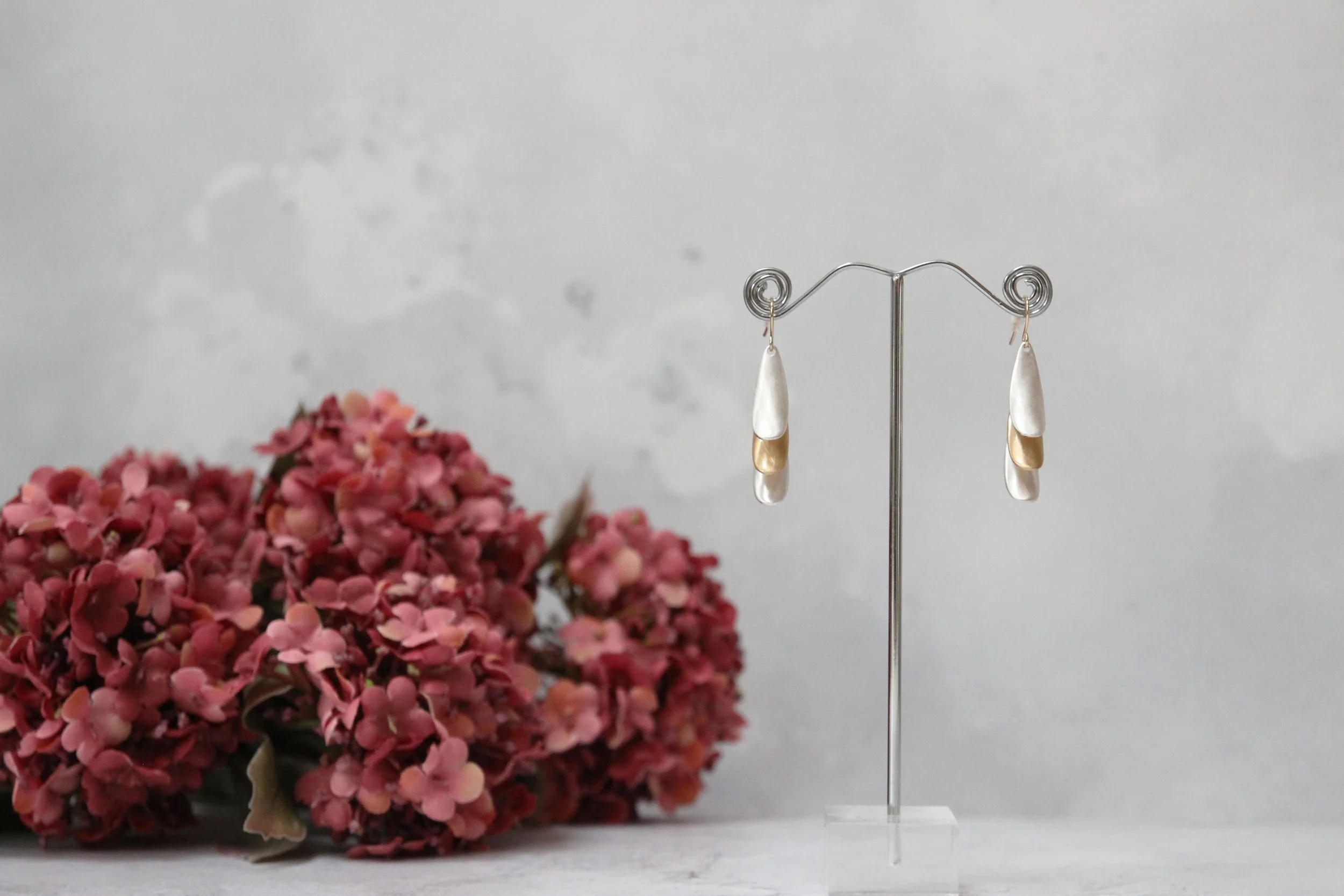 Mixed Metal Triple Layer Earrings