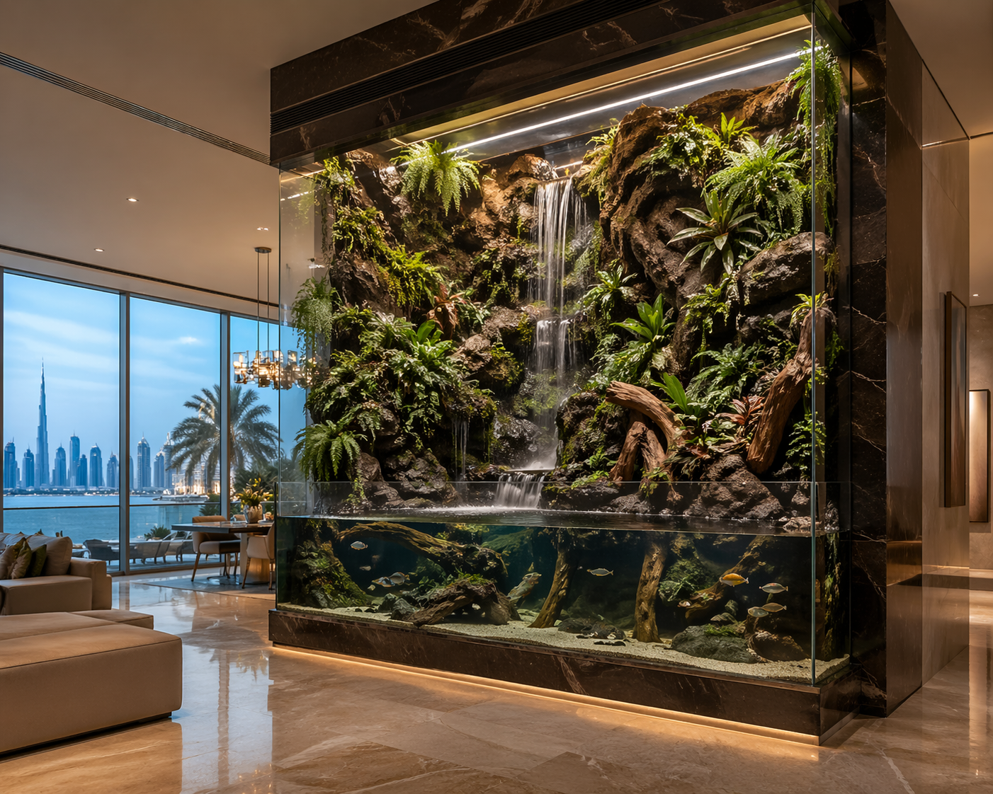 Floor to ceiling paludarium aquarium