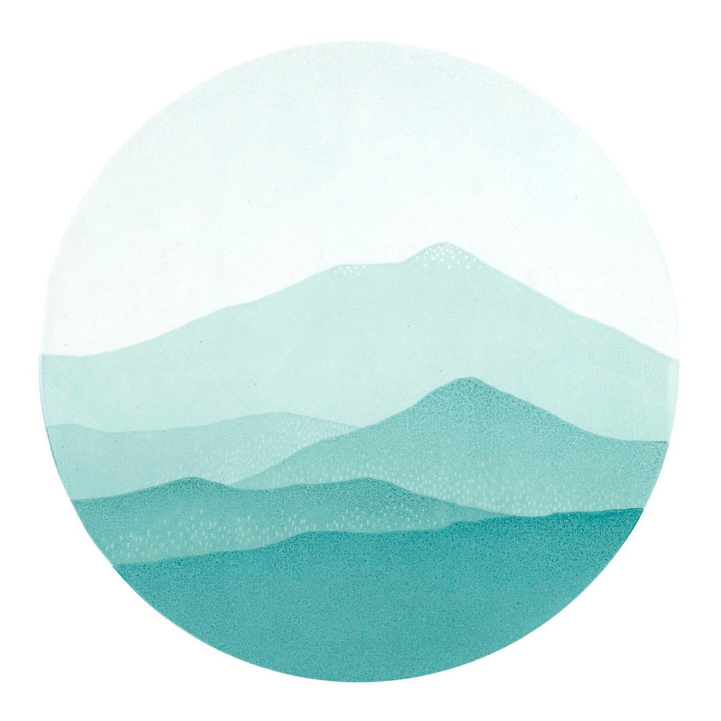 &lsquo;Breathe&rsquo;&hellip;a six layer reduction print and is now available on my website to buy. Depicting the stillness and peace of the early morning Kefalonian mountains&hellip;this print is simple and calming. A reminder, in this crazy world, 