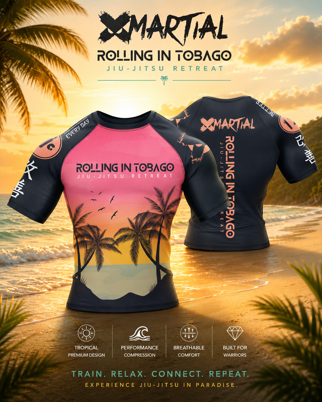Rolling in Tobago and XMartial Collaborative Rash Guard Edition One