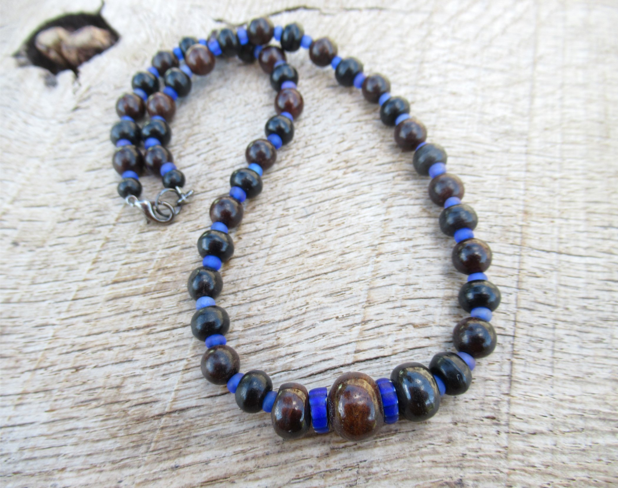 Tribal style choker necklace, bone, glass and buffalo horn beads FREE SHIPPING WORLDWIDE