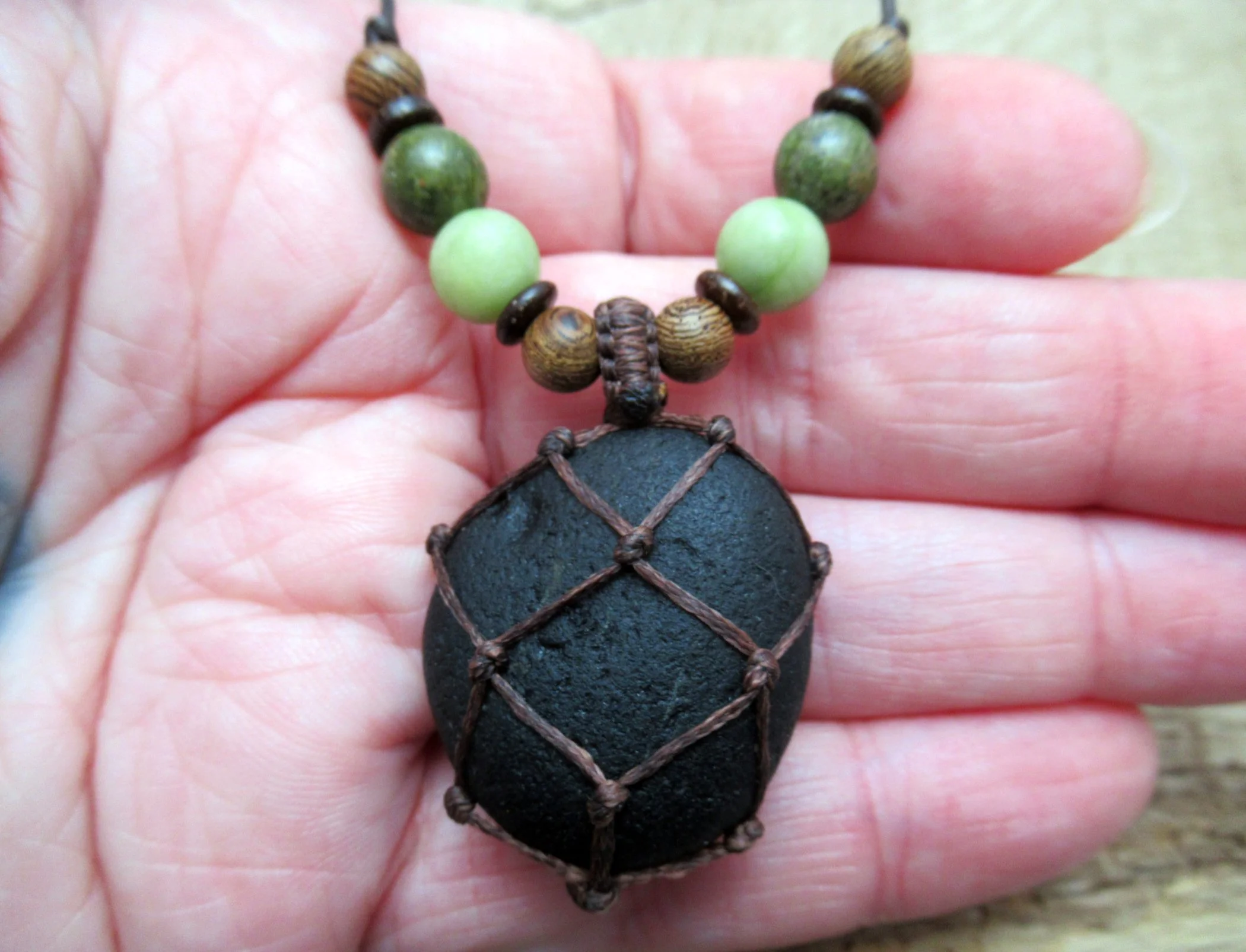 Pirate glass necklace with jade and unakite beads, old historic seaglass pendant FREE SHIPPING WORLDWIDE