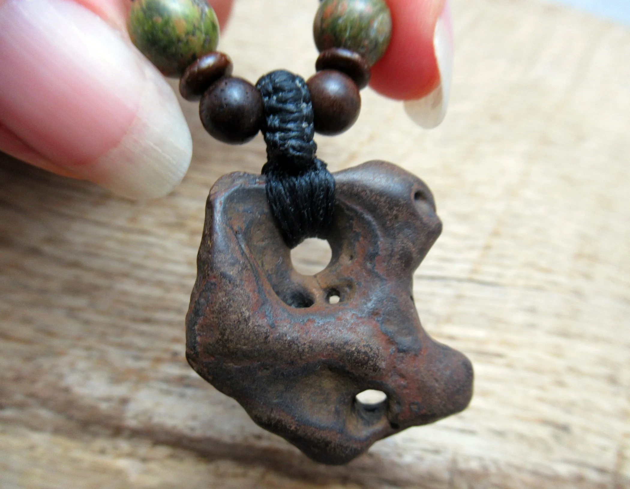 Ironstone hagstone with five holes through, collected on the Isle of Wight FREE SHIPPING WORLDWIDE