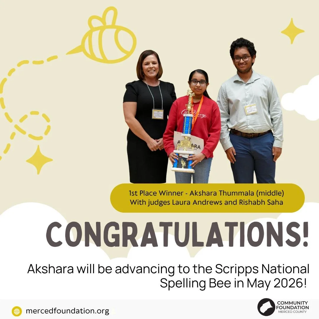 🏆 Congratulations to Merced County&rsquo;s top spellers!

Akshara Thummala of Merced Scholars Charter School claimed first place at the Merced County Scripps Regional Spelling Bee with the word &ldquo;untenable&rdquo; and will advance to the Scripps