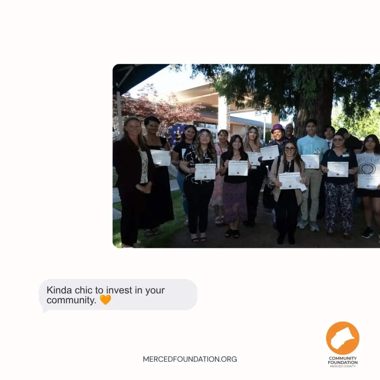 Kinda chic to invest in the place you call home. 🧡

At the Community Foundation of Merced County, we bring people, resources, and ideas together to help strengthen the community we all share.

Supporting local nonprofits, creating opportunities, and
