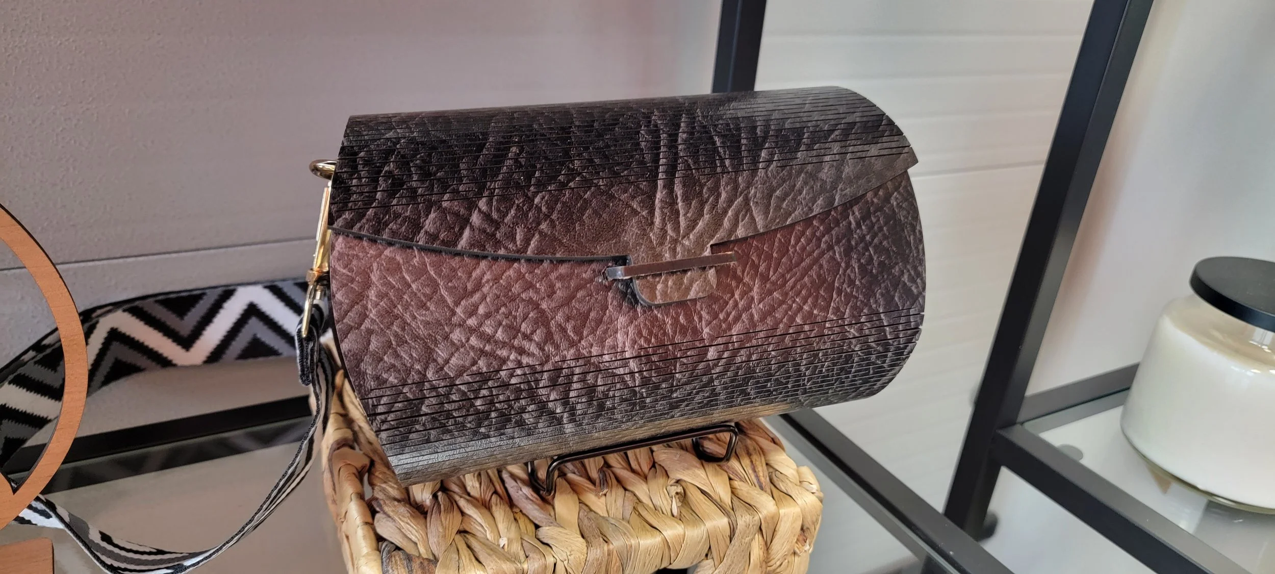 Wooden Fullback Purse Black Snakeskin