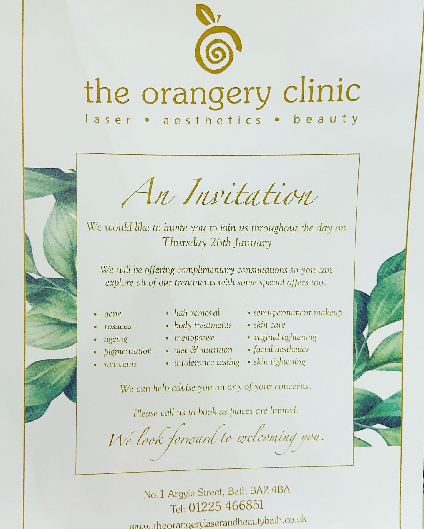 We are having an open day @the_orangery_clinic !
Have you always wanted to find out which treatments are available to optimise your skin&rsquo;s luminosity or do you have some questions about aesthetic treatments and how they work?  Book in for our o