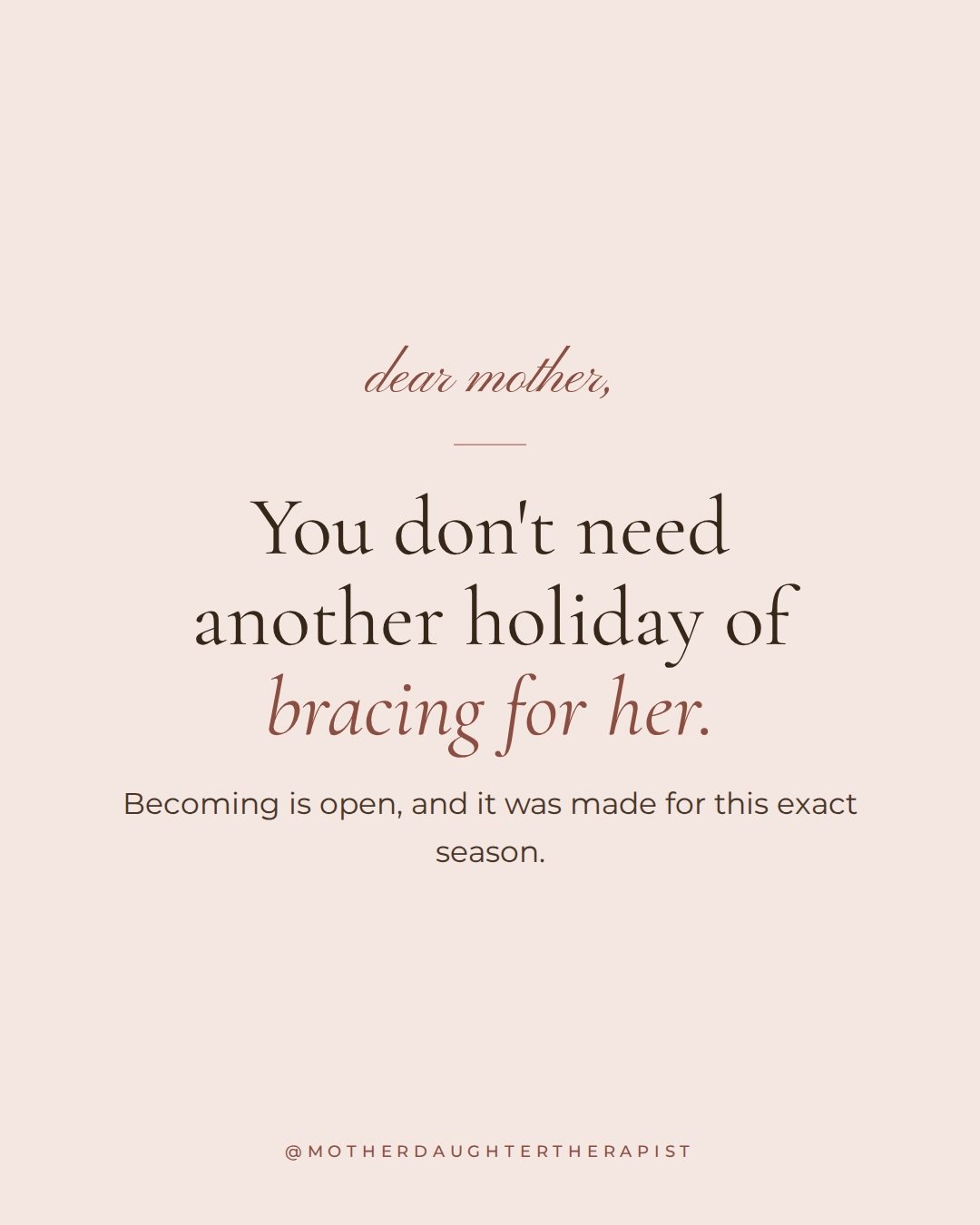 You don&rsquo;t need to spend another holiday bracing for her.

Rehearsing the conversation in your head a hundred times. Of watching her face for what she isn&rsquo;t saying. Of driving home wondering what you did wrong this time.

Inside Becoming, 