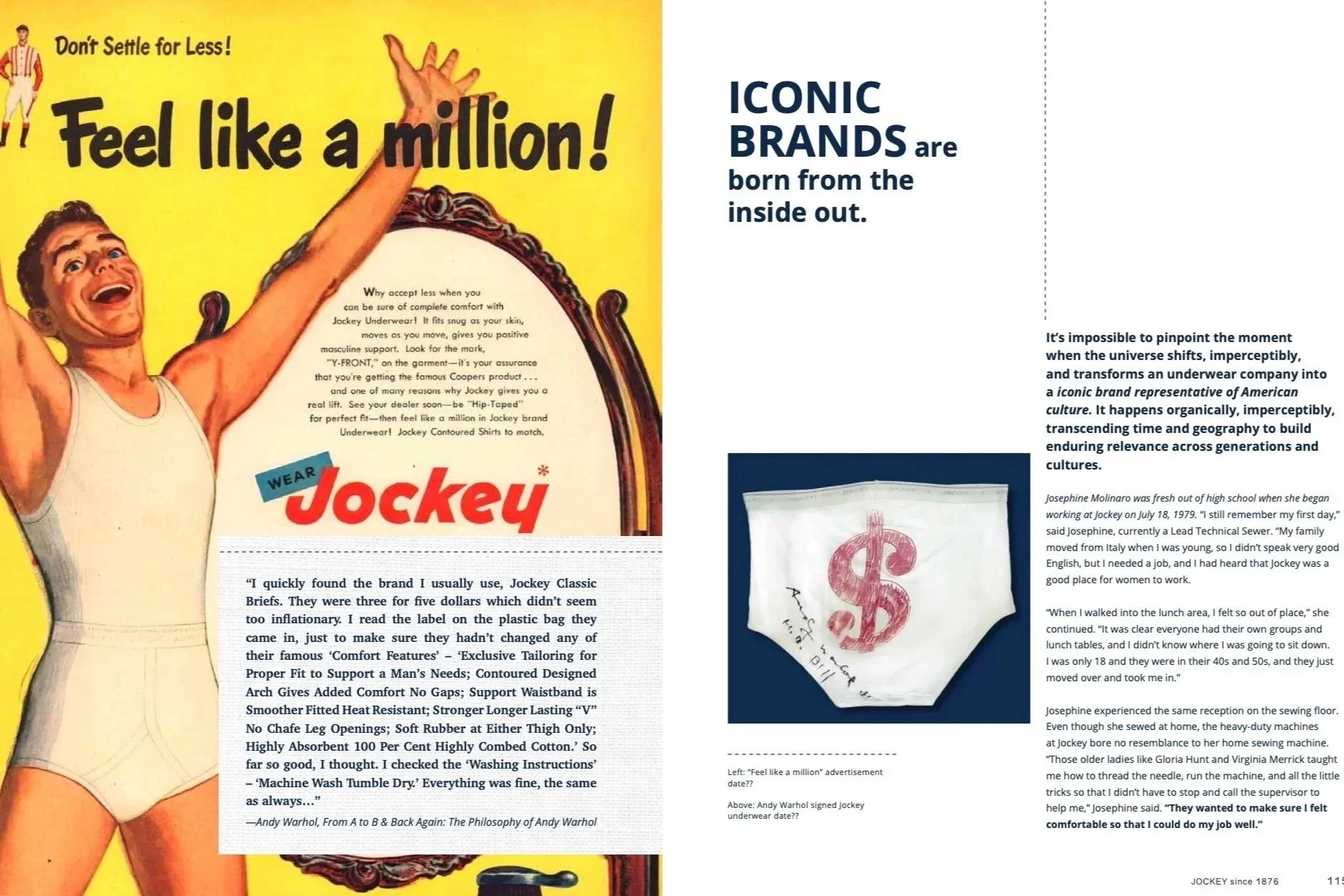 Jockey company history book spread