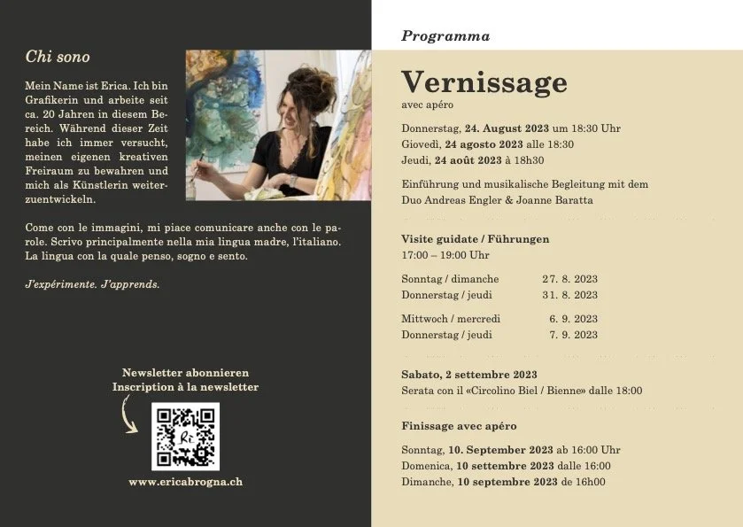 Vergangene Events: Vernissage, Erica Brogna - Duo Andreas Engler & Joanne Baratta