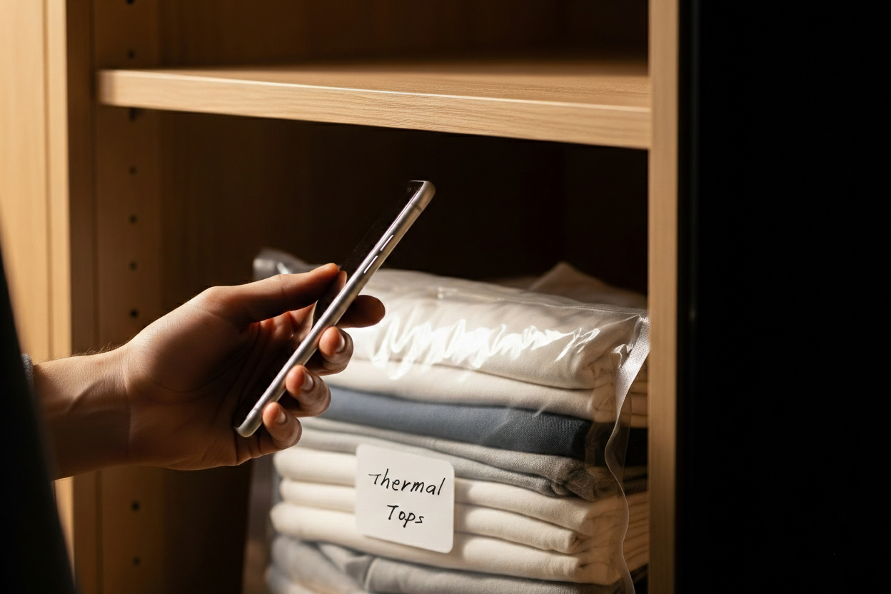 TouchIn 智慧收納貼使用三步驟：手機感應歸類衣物