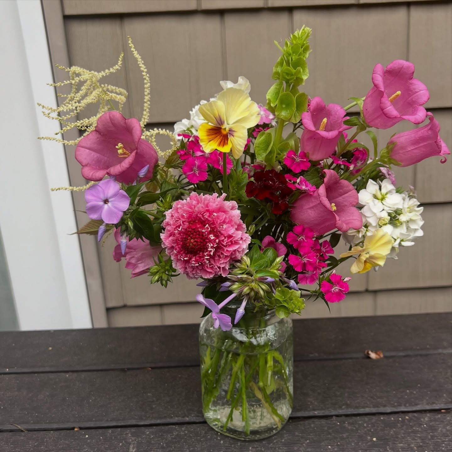 Pure joy&hellip;in a jar! I think I&rsquo;ll start offering these as a June-only special. What do you think?

This arrangement features Brookfield Blooms grown pansies, campanula, native astilbe, bells of Ireland, stock, phlox and sweet William.