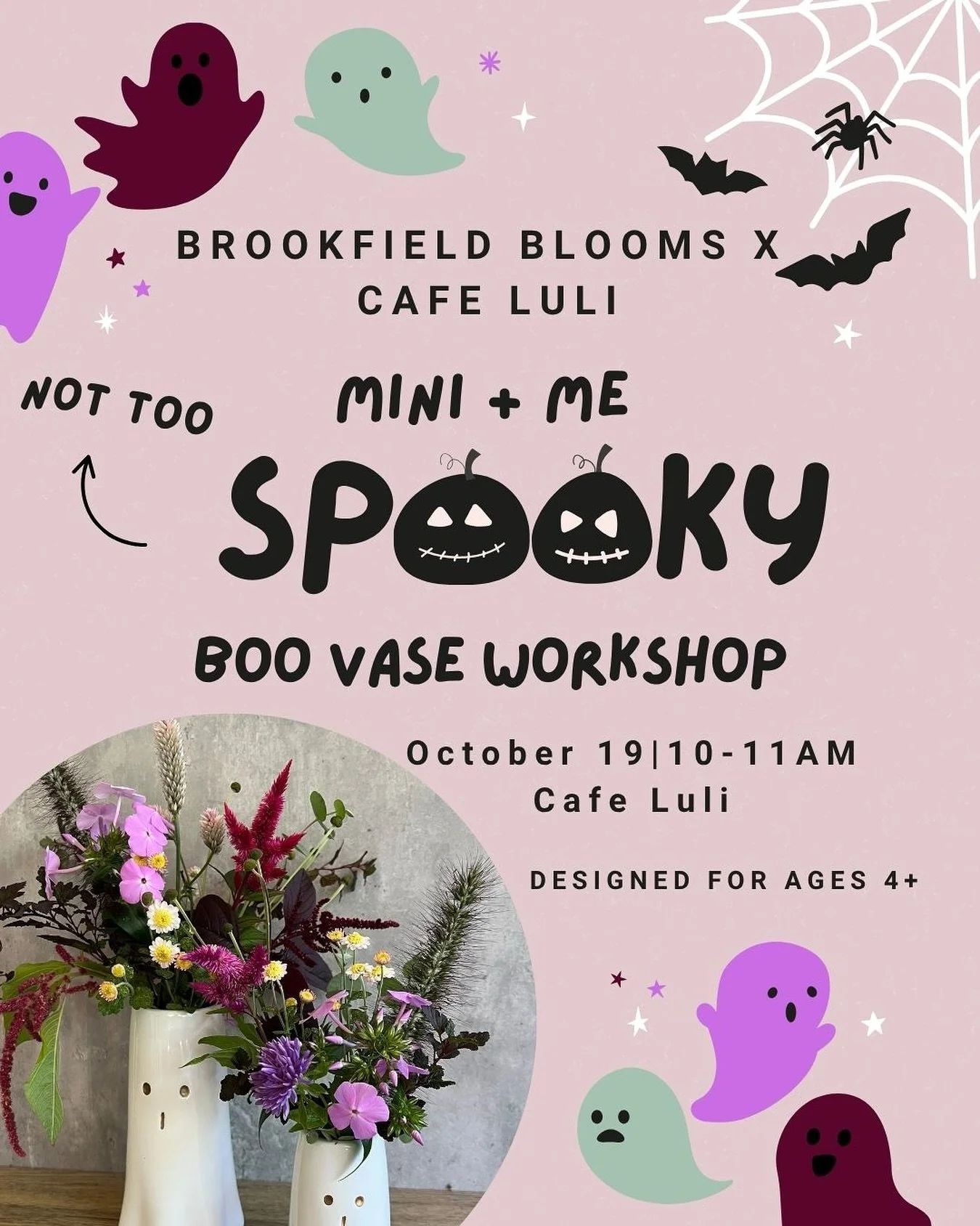 Back by popular demand, we&rsquo;re hosting a second mini + me floral workshop @cafe_luli, this time with a (not too) spooky twist! Join us for a morning of floral design and delicious treats.

You&rsquo;ll each create a super cute arrangement in a p
