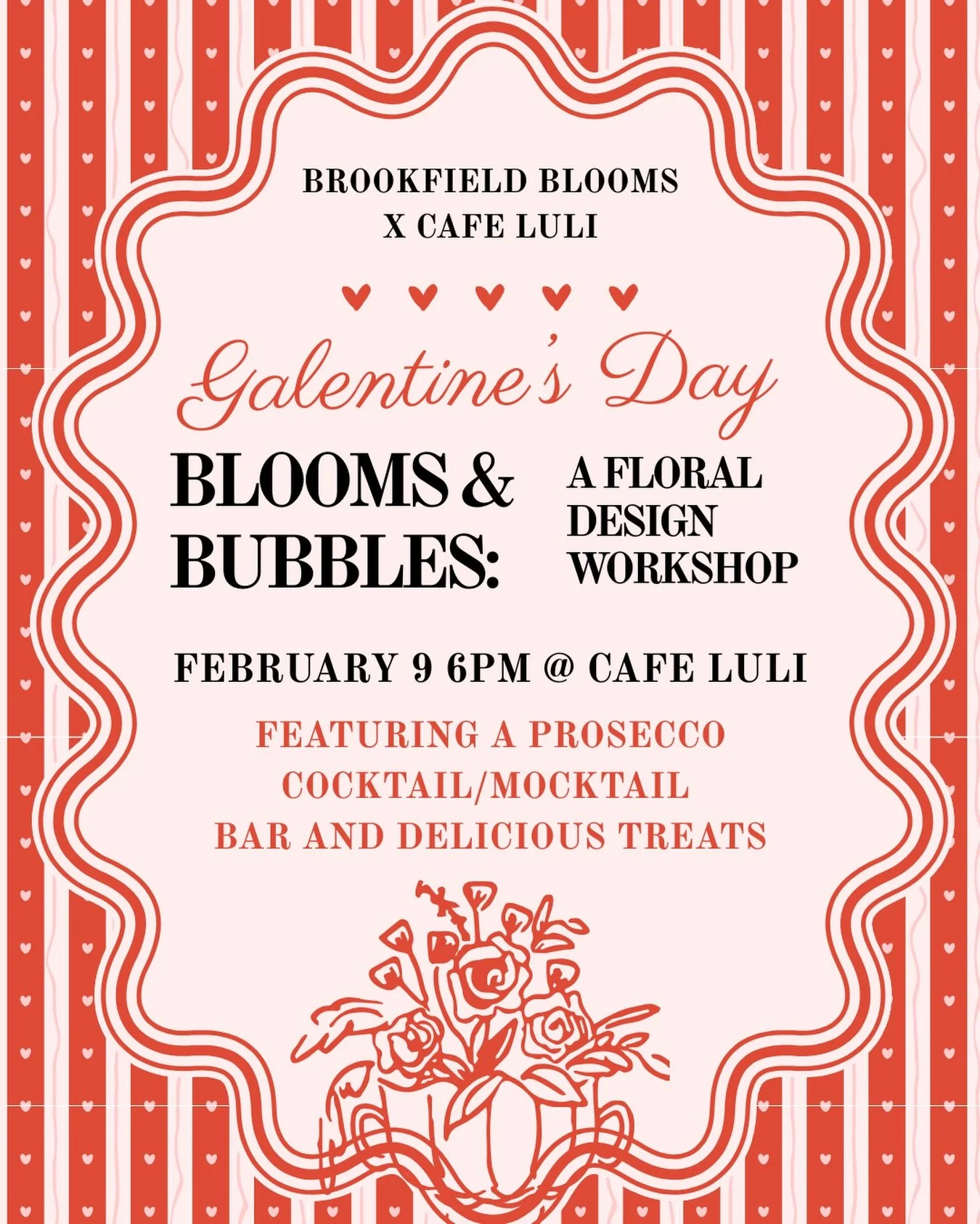 ❤️ Who needs a valentine when you can celebrate with your galentines? 👯&zwj;♀️

Join me on February 9 6-8pm for a girls night out, galentine style, at @cafe_luli. You&rsquo;ll create a gorgeous, romantic arrangement while sipping on prosecco cocktai
