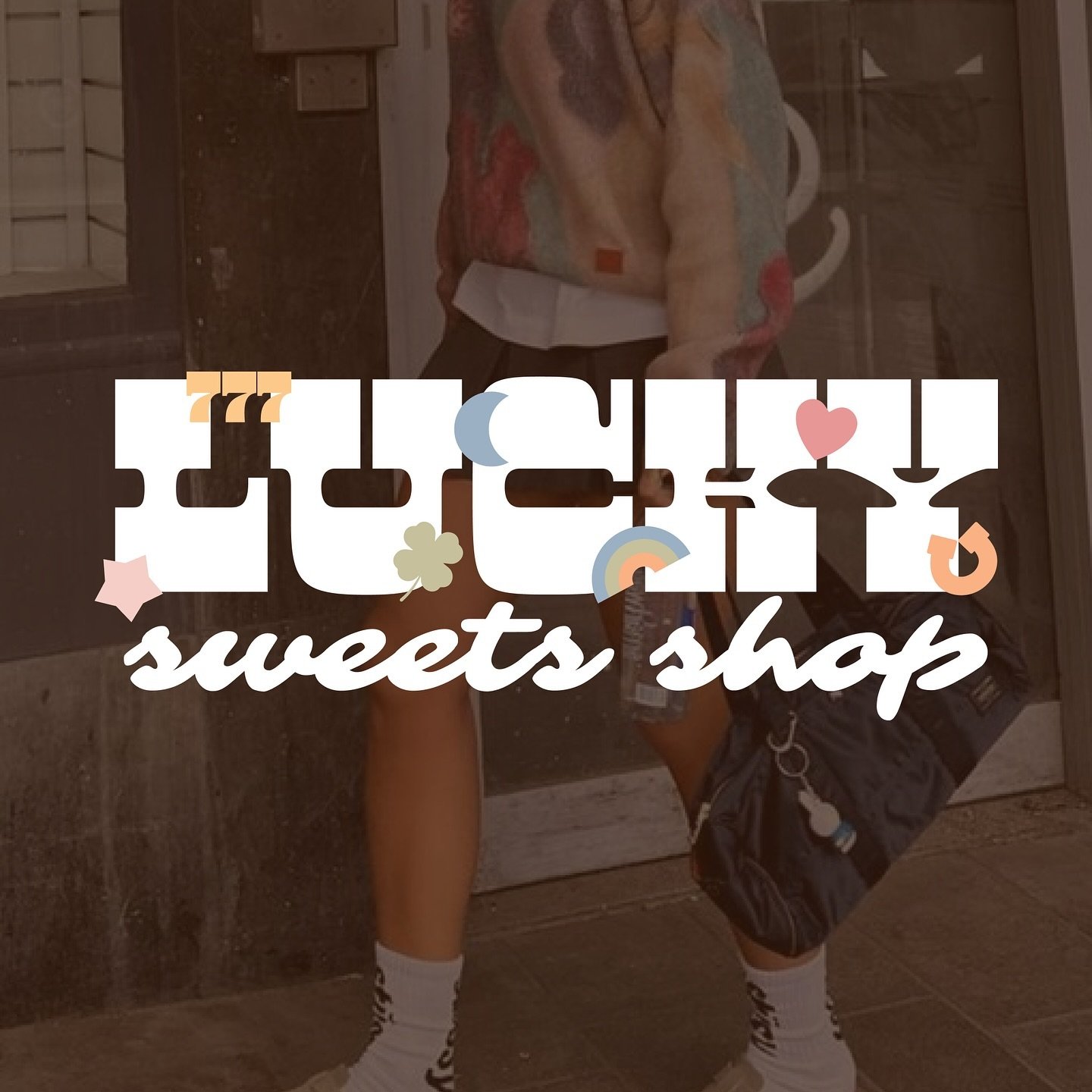 Logo and branding for Lucky Sweets Shop, 2024 🍬🍭🌈🌙🩵🍀 

#brandingdesign #logodesign #bagcharms #accessories #graphicdesign