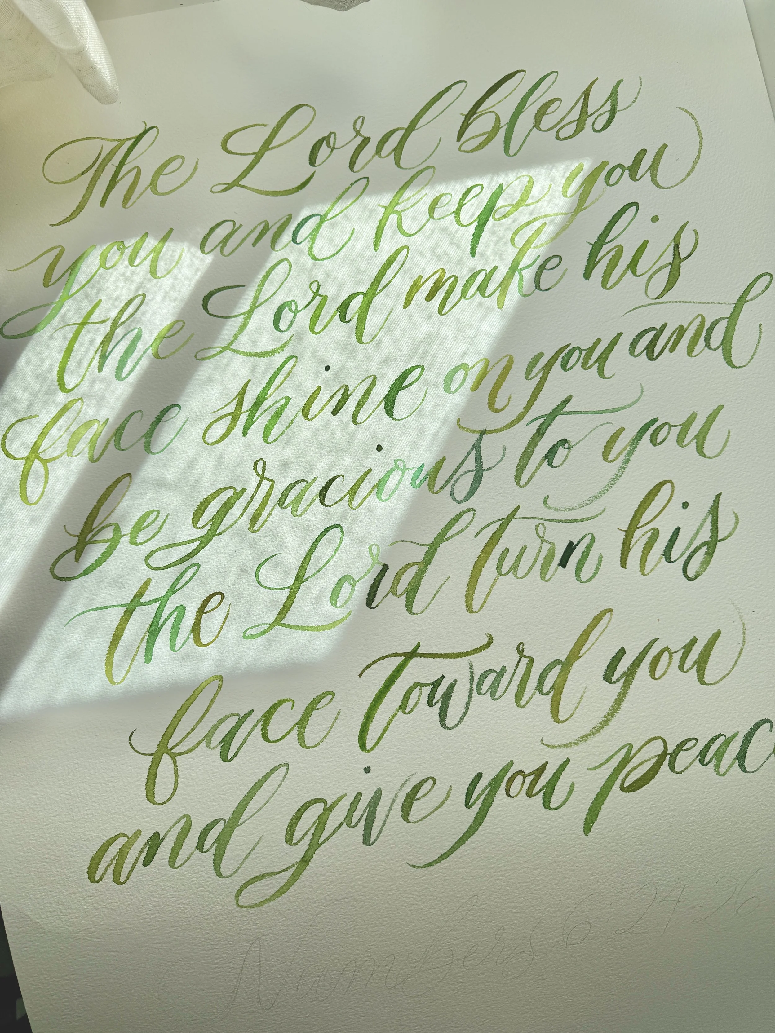 watercolor calligraphy bible verse numbers 6:24-26