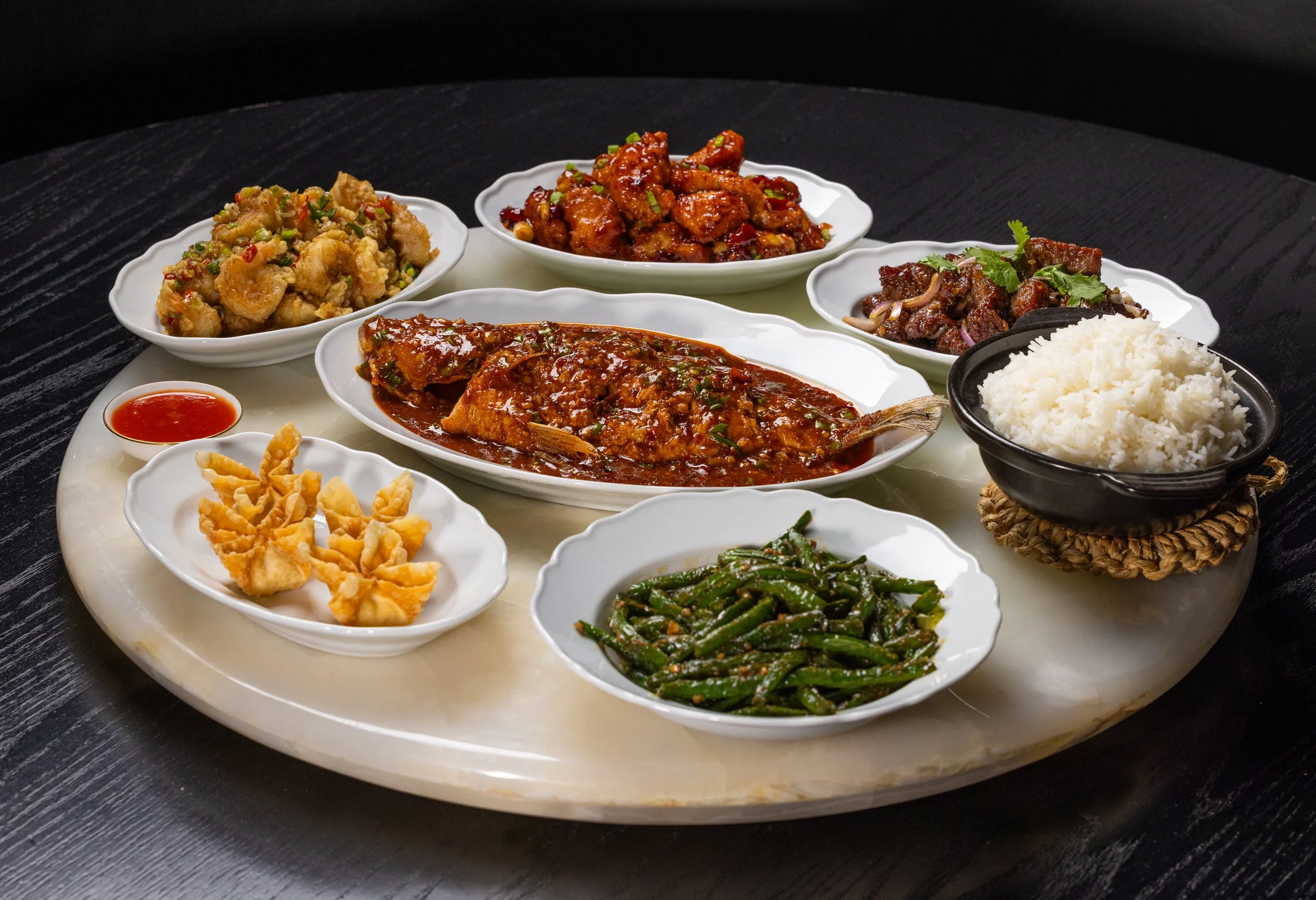 Szechuan whole fish and mapo tofu food photography Beverly Hills CA