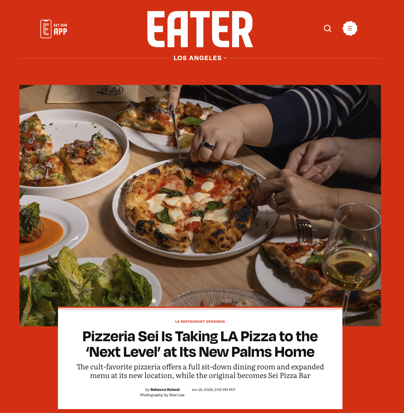 Stan Lee editorial photography Pizzeria Sei Palms flagship for Eater LA