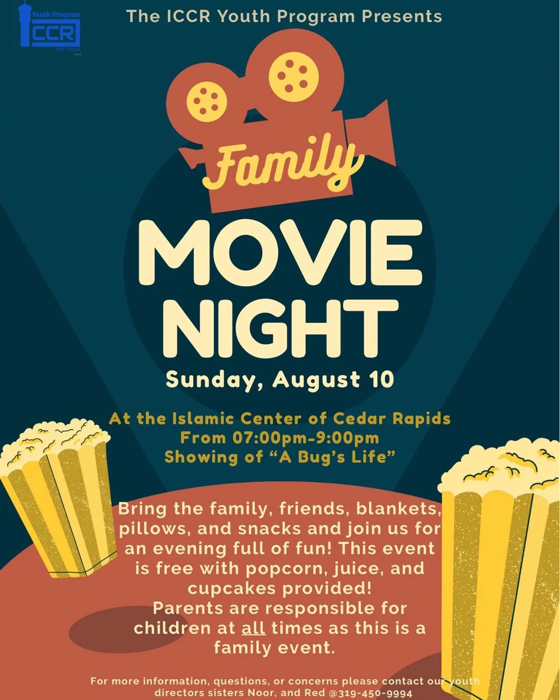 🍿 𝗜𝗖𝗖𝗥 𝗙𝗮𝗺𝗶𝗹𝘆 𝗠𝗼𝘃𝗶𝗲 𝗡𝗶𝗴𝗵𝘁 🎬

The ICCR Youth Program invites you to a cozy 𝗙𝗮𝗺𝗶𝗹𝘆 𝗠𝗼𝘃𝗶𝗲 𝗡𝗶𝗴𝗵𝘁 this 𝗦𝘂𝗻𝗱𝗮𝘆 𝗳𝗿𝗼𝗺 𝟳&ndash;𝟵 𝗣𝗠!

We&rsquo;ll be watching 𝘼 𝘽𝙪𝙜&rsquo;𝙨 𝙇𝙞𝙛𝙚, so bring your 𝗯𝗹𝗮