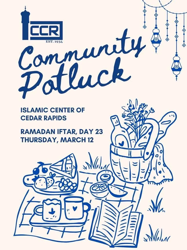 *Tomorrow&rsquo;s Iftar will be a Community Potluck *🌙 

Spend the 23rd Day (March 12th) of Ramadan gathered in community and sharing your favorite dishes. 🍲