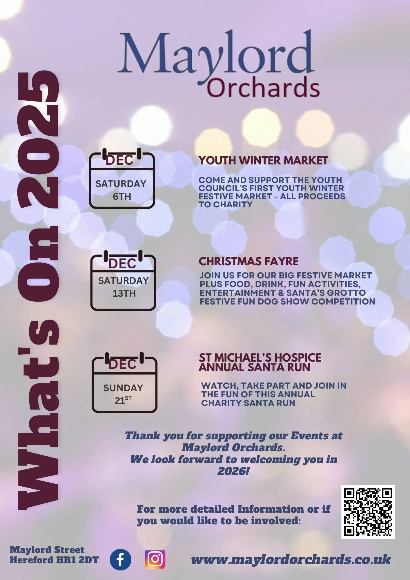 What's On At Maylord Orchards November to December 2025