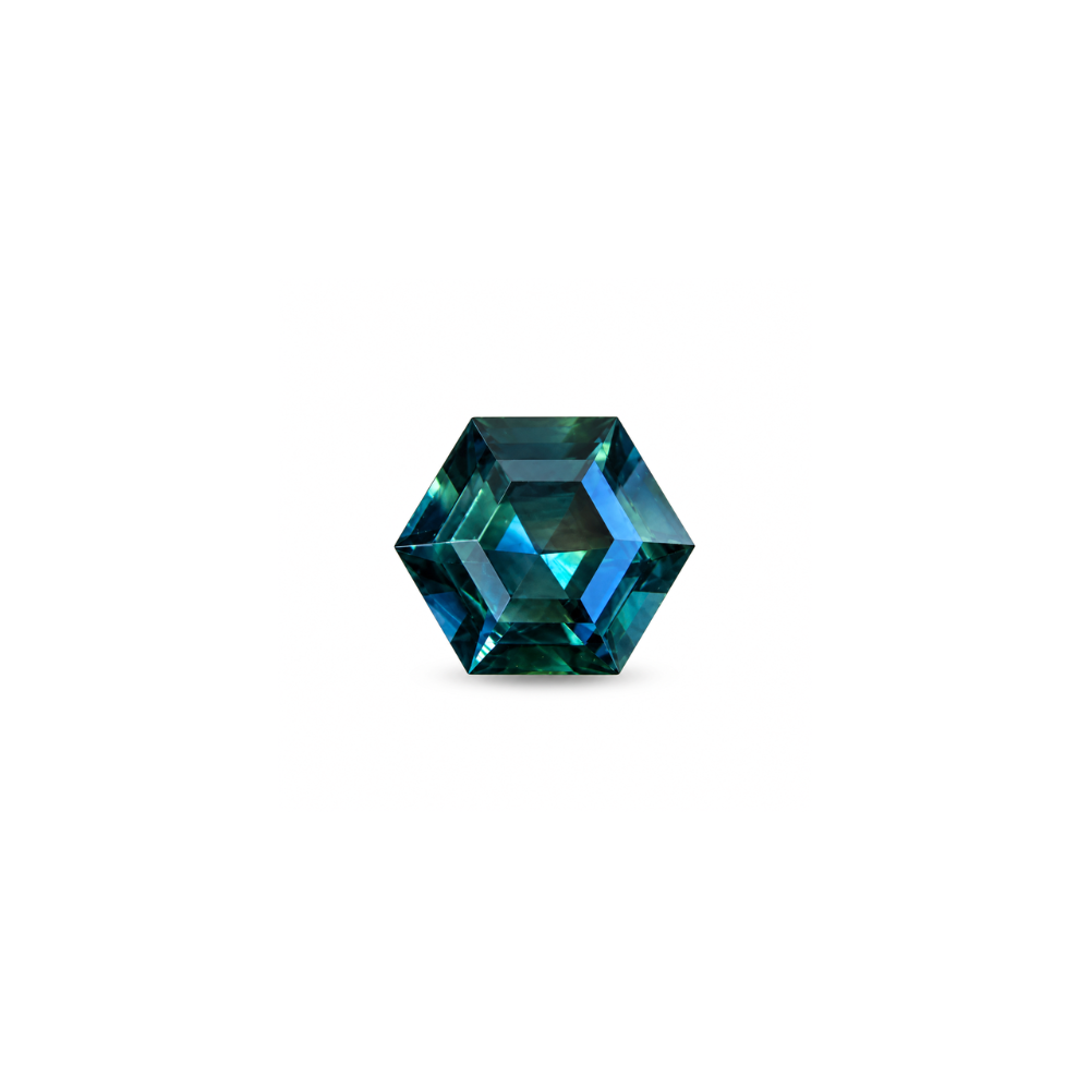 #16847 Hexagon Teal Blue-Green Sapphire 2.37cts