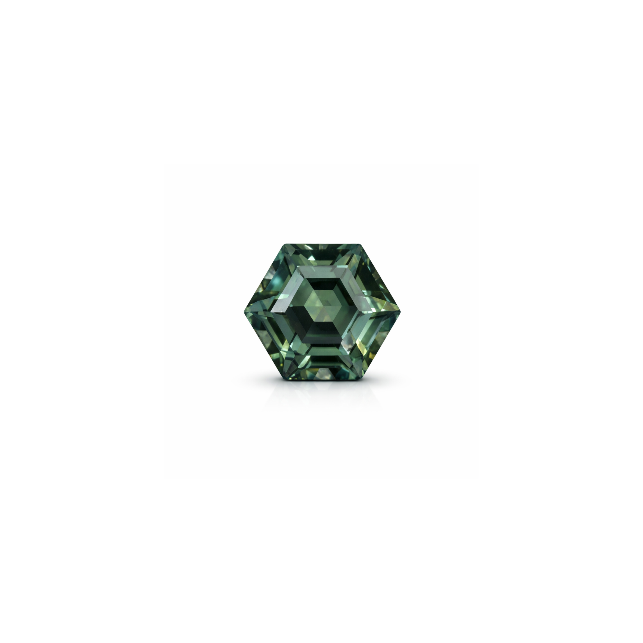 #15404 Hexagon Blue-Green (Teal) Sapphire 2.57cts GIA