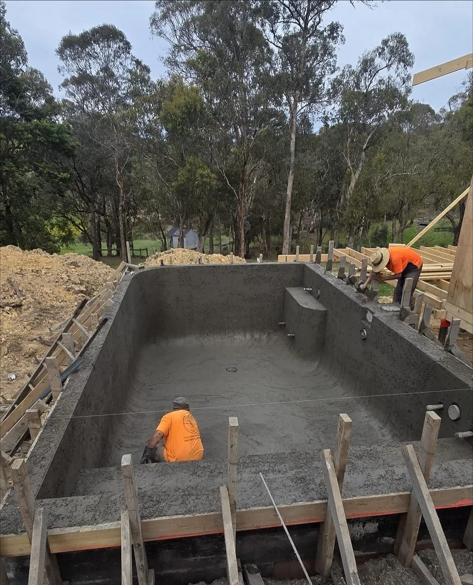 Freshly sprayed and ready for the next stage.

It&rsquo;s details like this that set a custom pool apart.  A curved edge shaped to the landscape, designed to frame the view and move with the site. The kind of craftsmanship you only get when every for