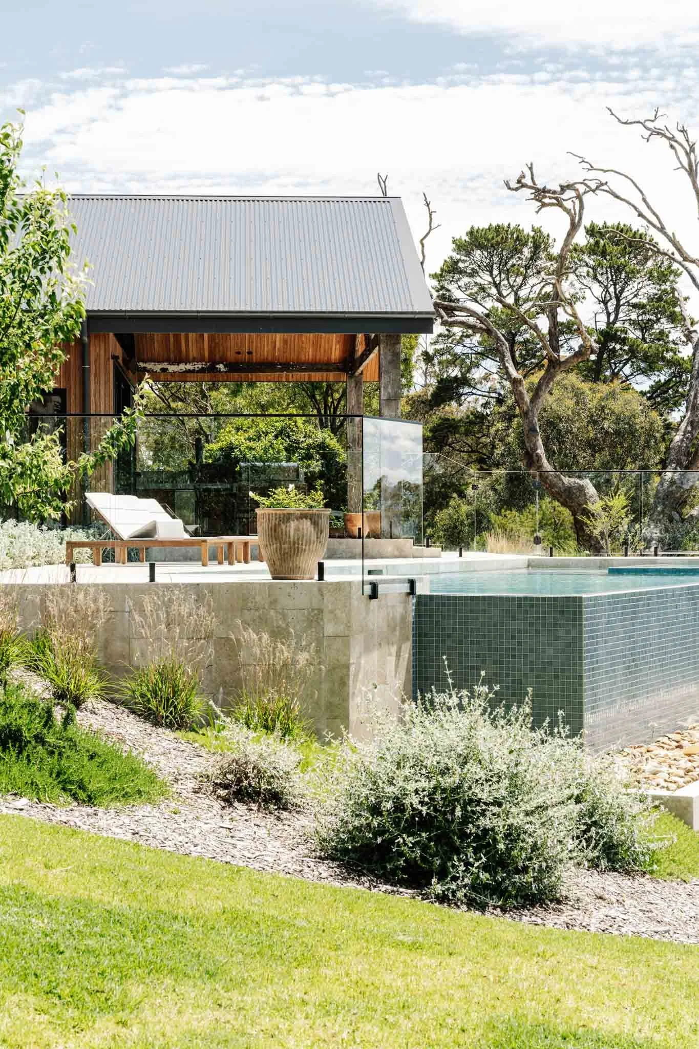infinity edge pool in rural Victoria setting