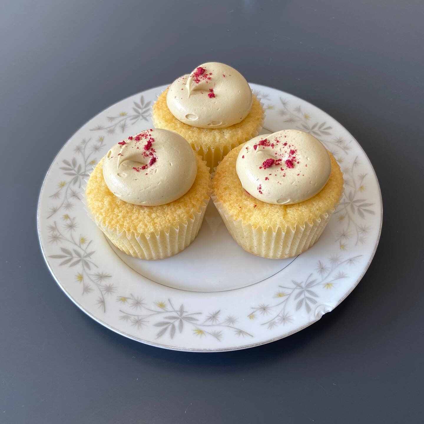 This weekend&rsquo;s special: Vanilla Raspberry Pistachio! Vanilla cupcakes filled with raspberry preserves, frosted with pistachio buttercream and topped with crushed dried raspberries. Get some while you can!